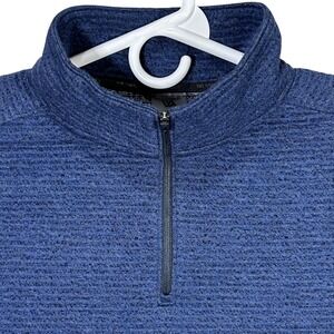 VRST Men's Pullover 1/4 Zip Long Sleeve Textured Knit Top Casual Blue Medium